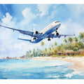 Airplane Over Beach Painting