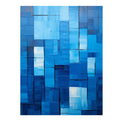 Blue geometric abstract canvas art for modern office or living room decor.
