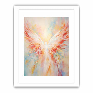Soft pastel abstract angel wings canvas art for peaceful bedroom decor.