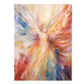 Colorful abstract angel canvas art with radiant wings for statement decor.