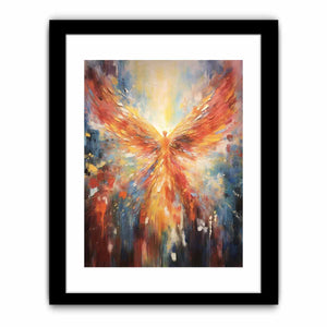 Fiery abstract angel wings canvas art for bold living room statement decor.