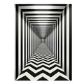 Black and white optical illusion corridor canvas art for modern hallway or office decor.