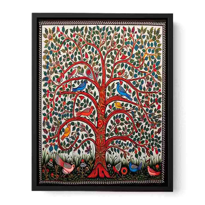Madhubani Birds And Tree Art   canvas Print