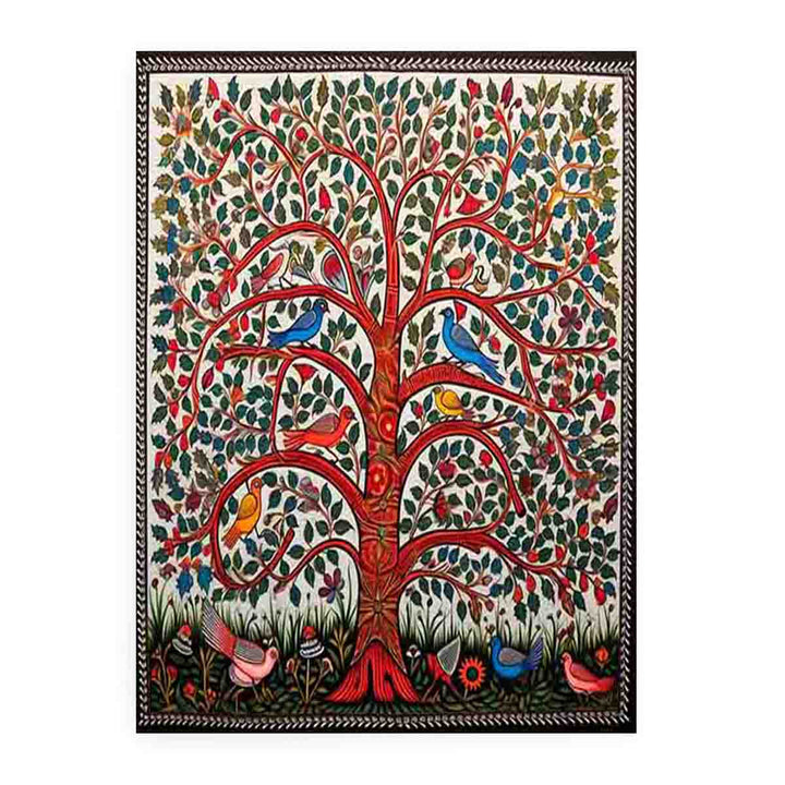 Madhubani Birds And Tree Art 