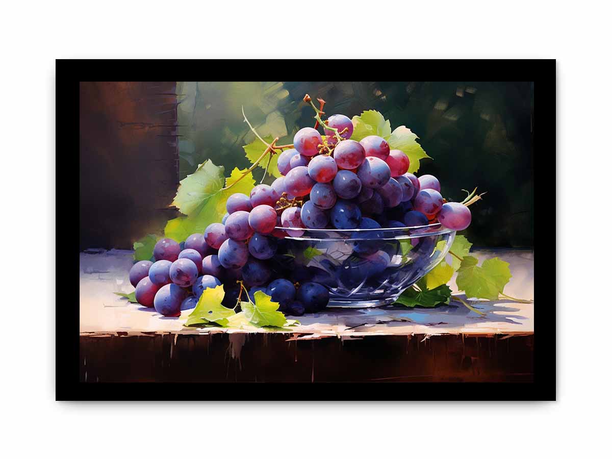 Vineyard Glass still life watercolor canvas art for kitchen or dining room decor.