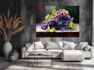 Vineyard Glass still life watercolor canvas art for kitchen or dining room decor.