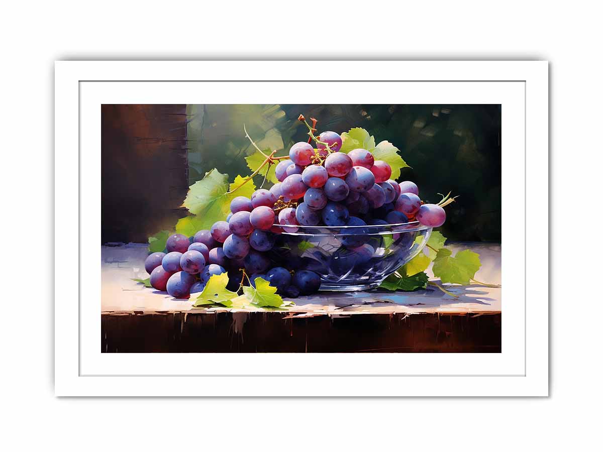 Vineyard Glass still life watercolor canvas art for kitchen or dining room decor.