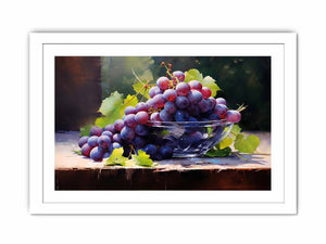 Vineyard Glass still life watercolor canvas art for kitchen or dining room decor.