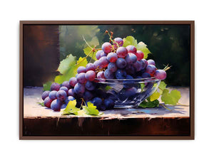 Vineyard Glass still life watercolor canvas art for kitchen or dining room decor.