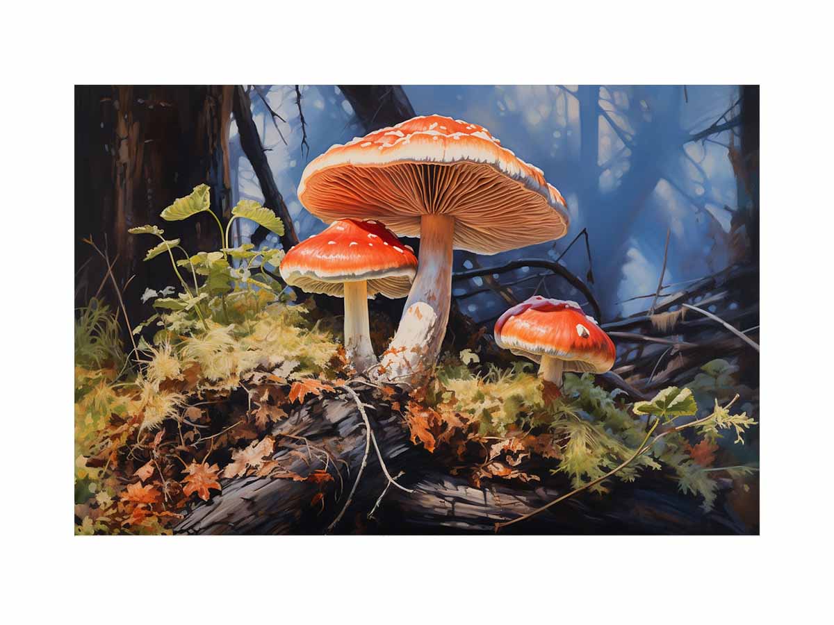 Forest Glow woodland watercolor canvas art for living room or reading nook decor.