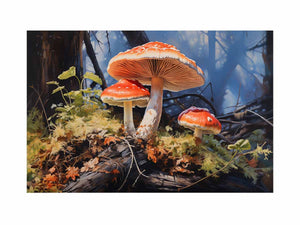 Forest Glow woodland watercolor canvas art for living room or reading nook decor.