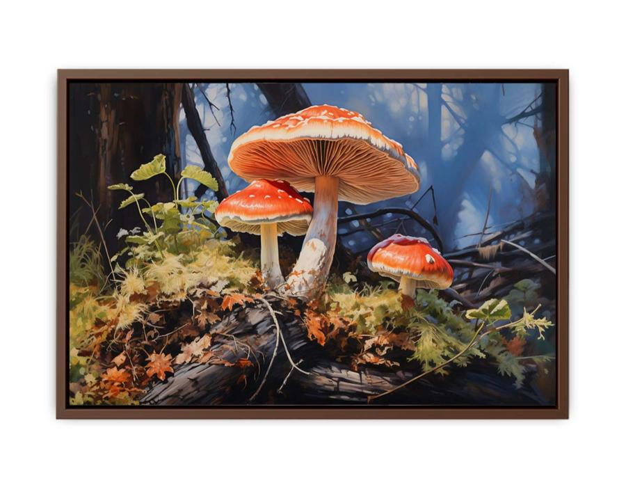 Forest Glow woodland watercolor canvas art for living room or reading nook decor.