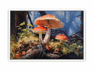 Forest Glow woodland watercolor canvas art for living room or reading nook decor.