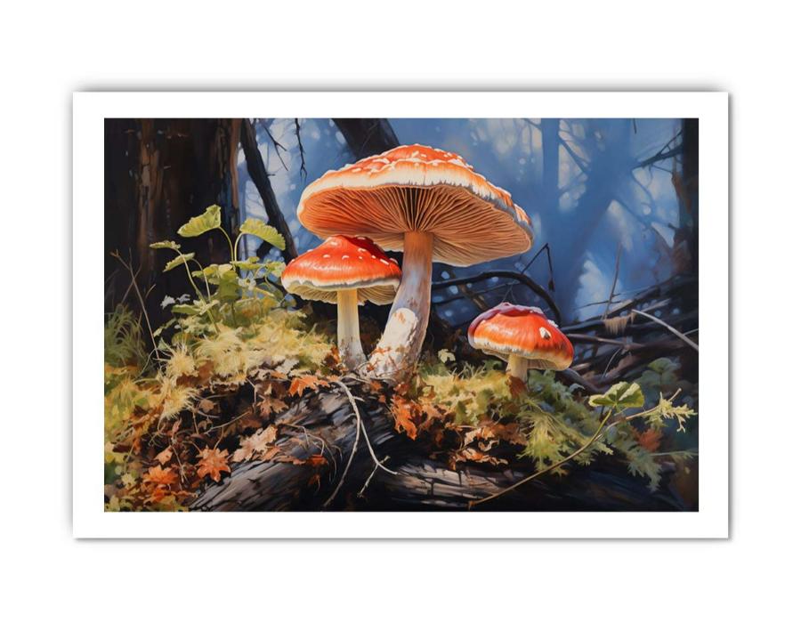 Forest Glow woodland watercolor canvas art for living room or reading nook decor.