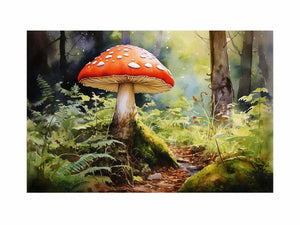Woodland Solitude woodland watercolor canvas art for quiet bedroom or reading nook decor.