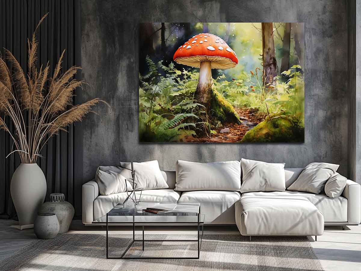 Woodland Solitude woodland watercolor canvas art for quiet bedroom or reading nook decor.