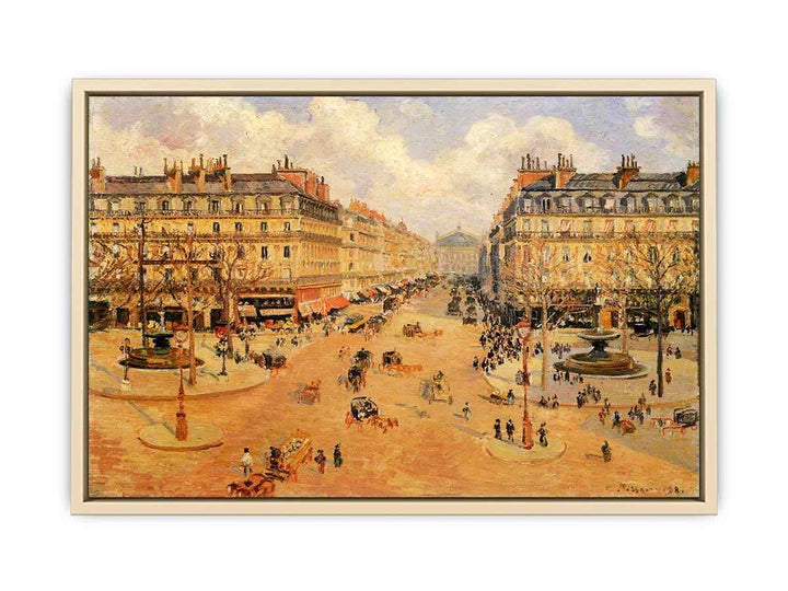 Avenue de l'Opera, Misty Weather Morning sunshine  Art Print