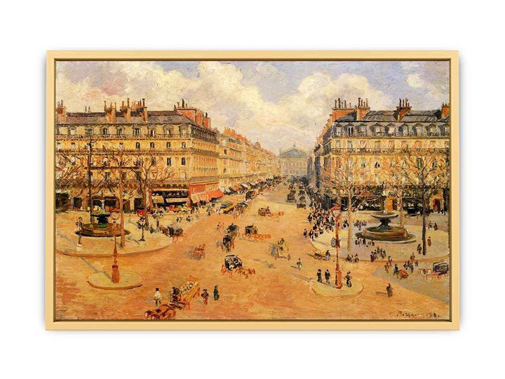 Avenue de l'Opera, Misty Weather Morning sunshine Streched canvas