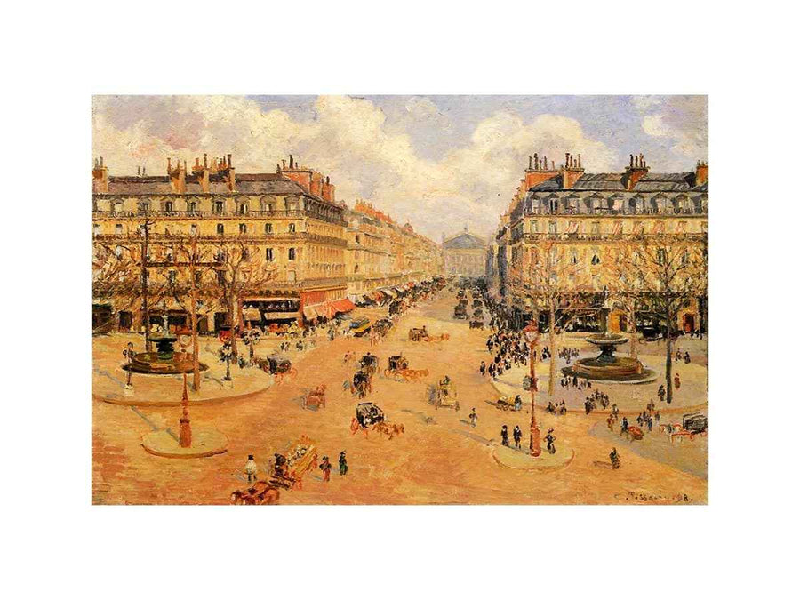 Avenue de l'Opera, Misty Weather Morning sunshine by Camille Pissarro 