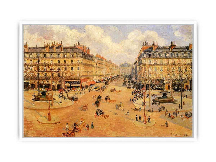 Avenue de l'Opera, Misty Weather Morning sunshine Framed Print