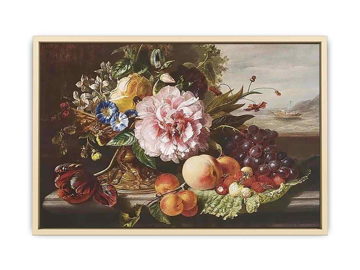 A Still Life With Flowers And Fruit  Art Print