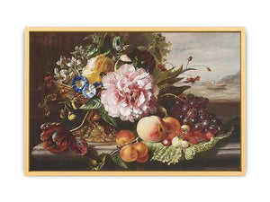 A Still Life With Flowers And Fruit Streched canvas