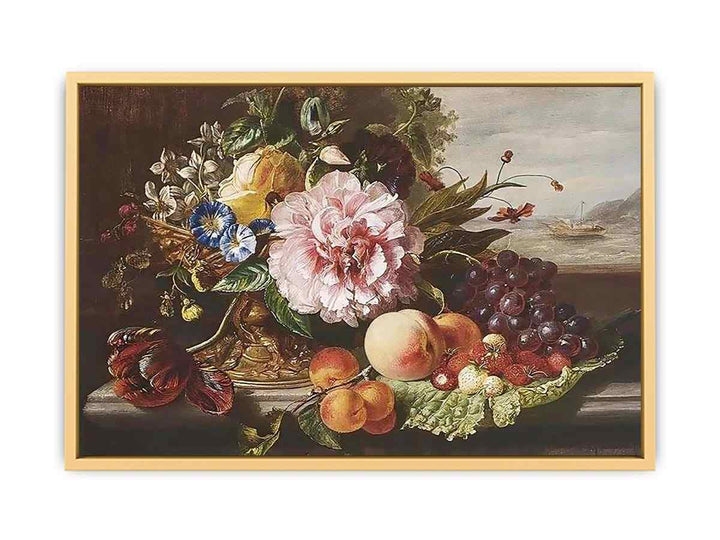 A Still Life With Flowers And Fruit Streched canvas