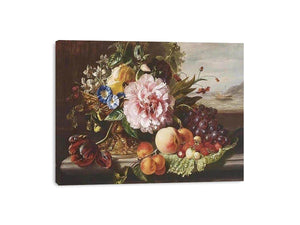 A Still Life With Flowers And Fruit by HELEN AUGUSTA HAMBURGER Painting