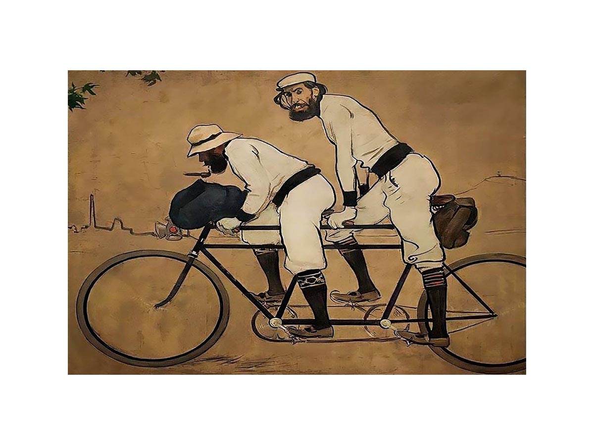 Self Portrait of Casas with Pere Romeu on a Tandem by RAMON CASAS