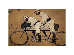 Self Portrait of Casas with Pere Romeu on a Tandem by RAMON CASAS