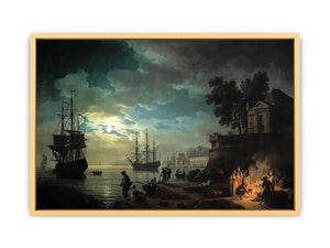 Night A Port in the Moonlight Streched canvas