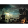 Night A Port in the Moonlight by Claude-joseph Vernet