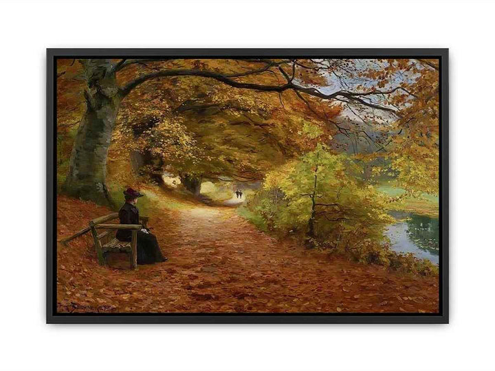 A Wooded Path In Autumn Canvas Print