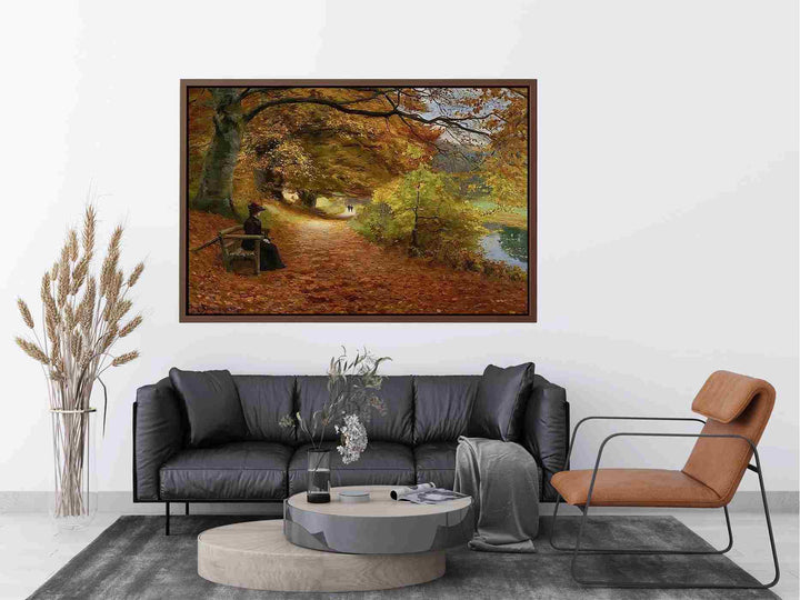 A Wooded Path In Autumn Painting