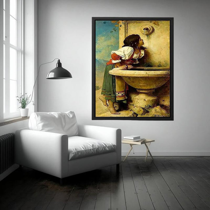 Roman Girl at a Fountain Painting