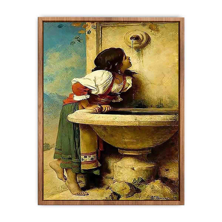 Roman Girl at a Fountain  Poster