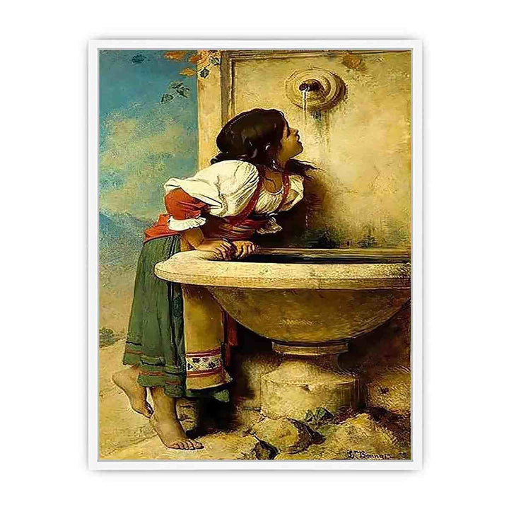Roman Girl at a Fountain Framed Print