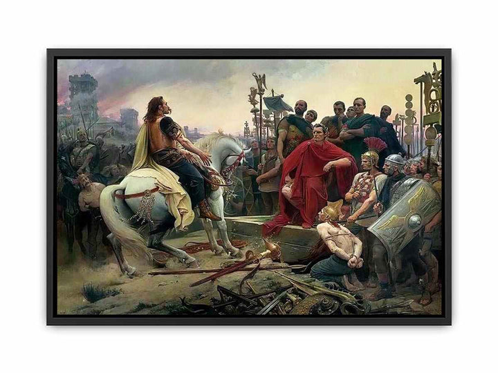 Vercingetorix throws down his arms at the feet of Julius Caesar Canvas Print