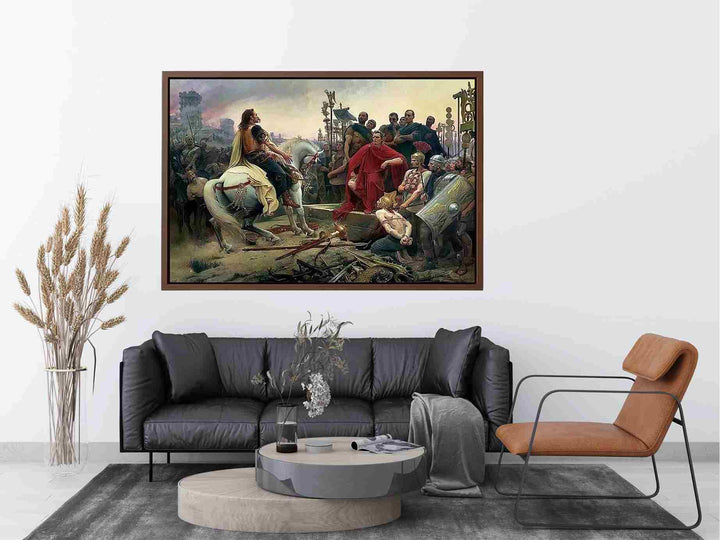 Vercingetorix throws down his arms at the feet of Julius Caesar Painting