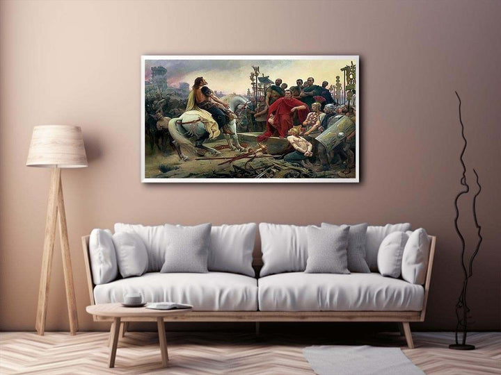Vercingetorix throws down his arms at the feet of Julius Caesar  Painting