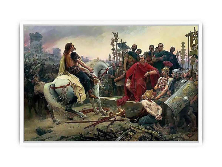 Vercingetorix throws down his arms at the feet of Julius Caesar Framed Print