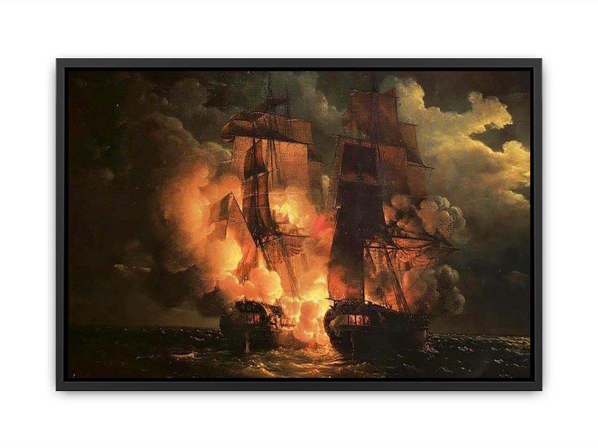 Battle Between the French Frigate Arethuse and the English Frigate Amelia Canvas Print