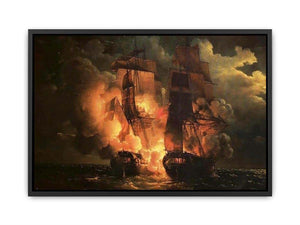 Battle Between the French Frigate Arethuse and the English Frigate Amelia Canvas Print