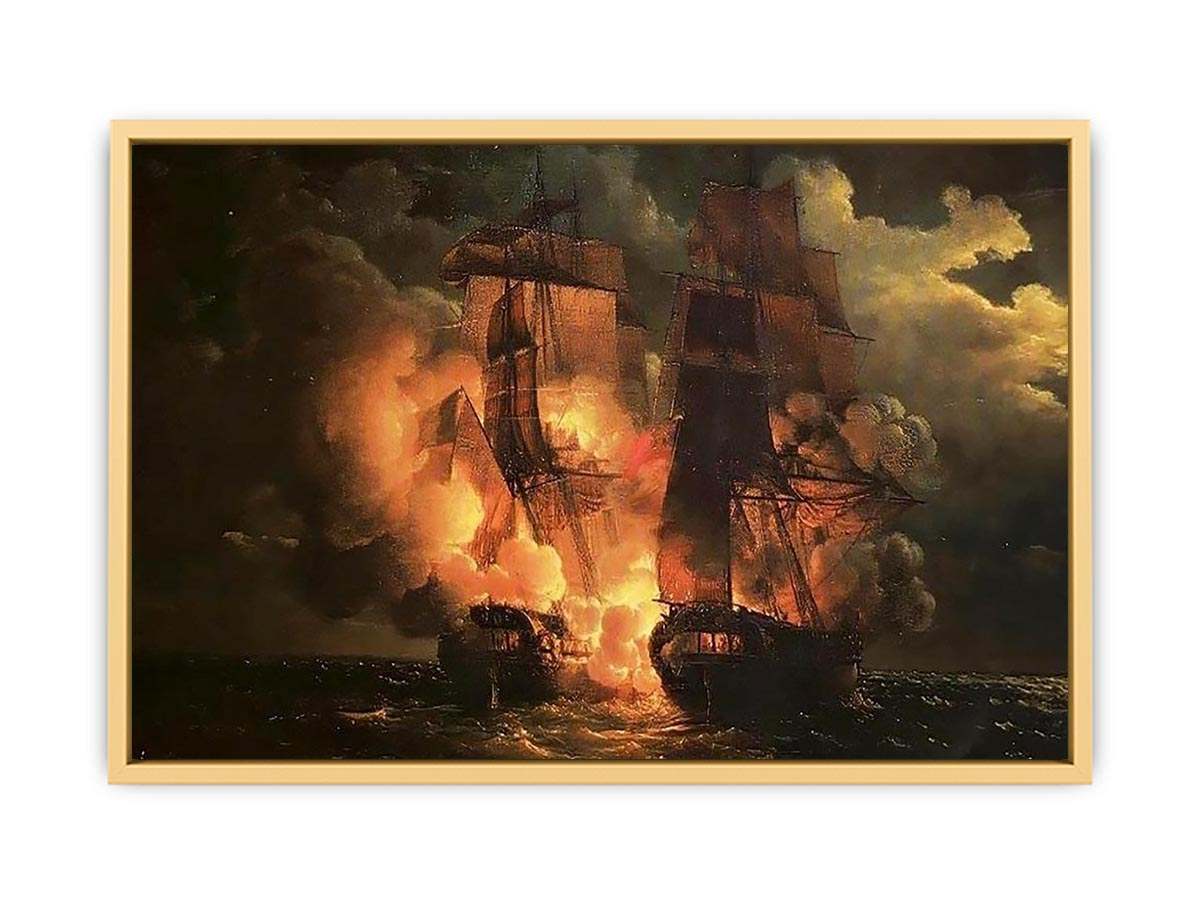 Battle Between the French Frigate Arethuse and the English Frigate Amelia Streched canvas