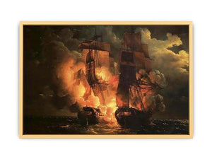 Battle Between the French Frigate Arethuse and the English Frigate Amelia Streched canvas