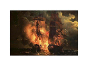 Battle Between the French Frigate Arethuse and the English Frigate Amelia by Louis Philippe Crepin