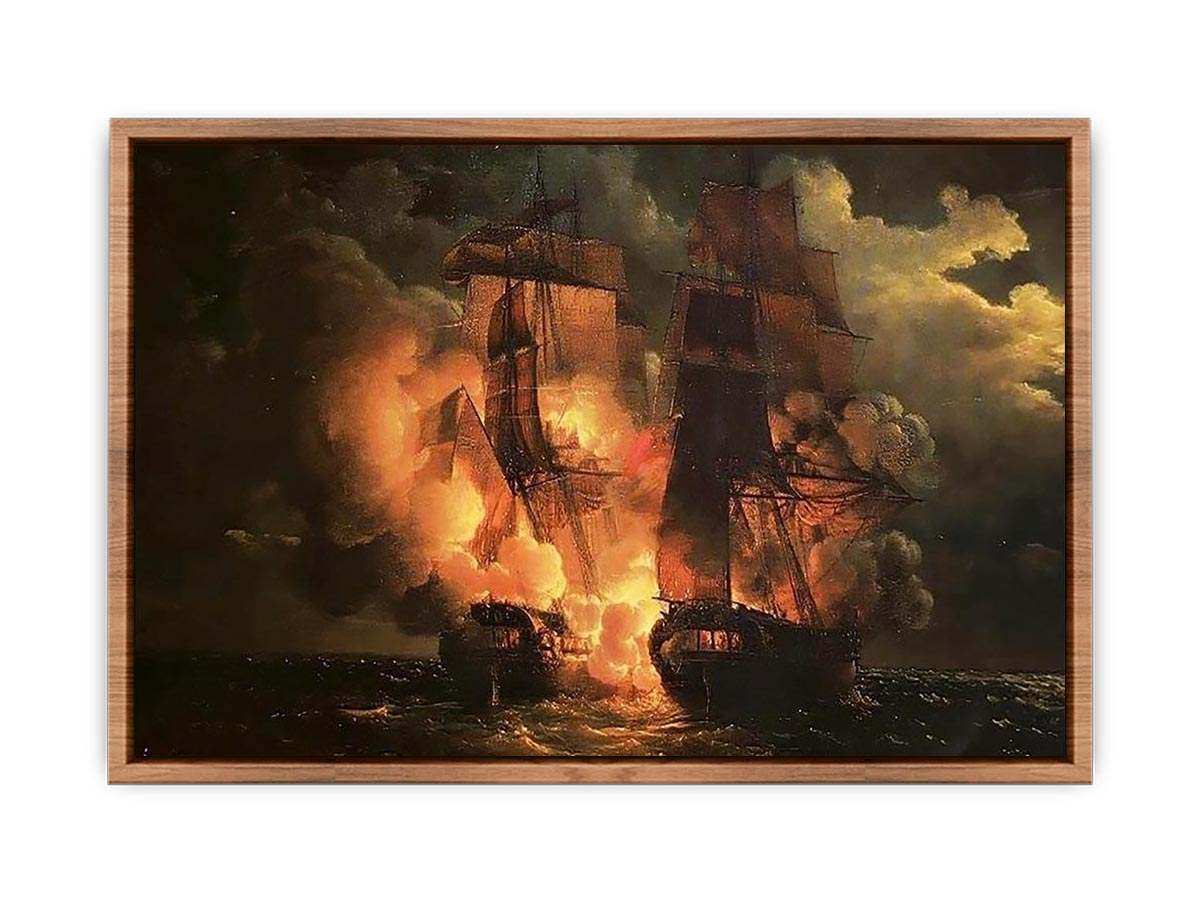 Battle Between the French Frigate Arethuse and the English Frigate Amelia  Poster