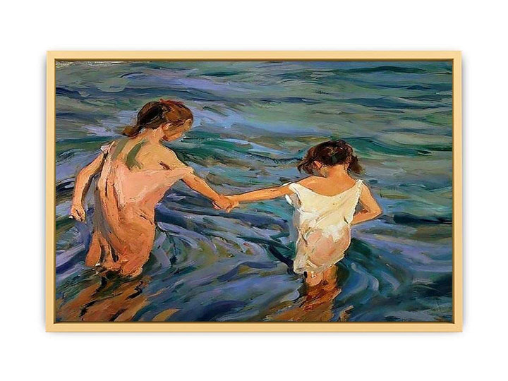 Children in the Sea by Joaquin Sorolla y Bastida Streched canvas