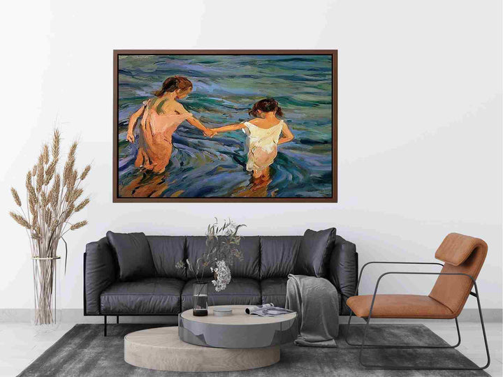 Children in the Sea by Joaquin Sorolla y Bastida Painting