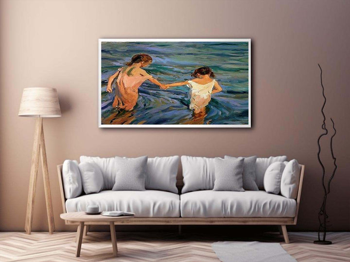 Children in the Sea by Joaquin Sorolla y Bastida  Painting